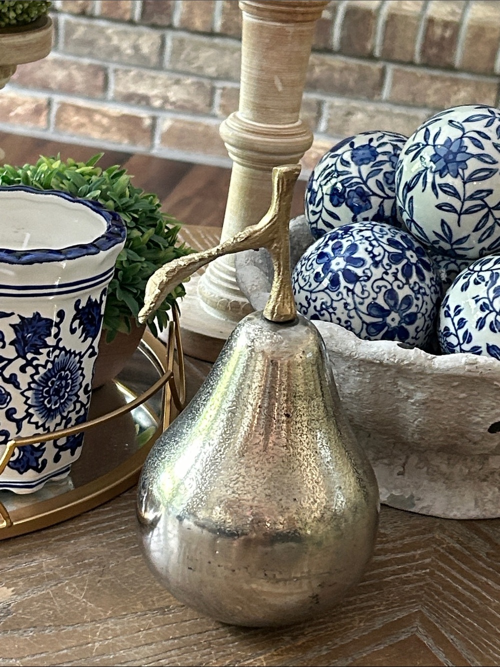 NEW! Vintage Inspired Elegant Silver & Gold Metal Pear Fruit